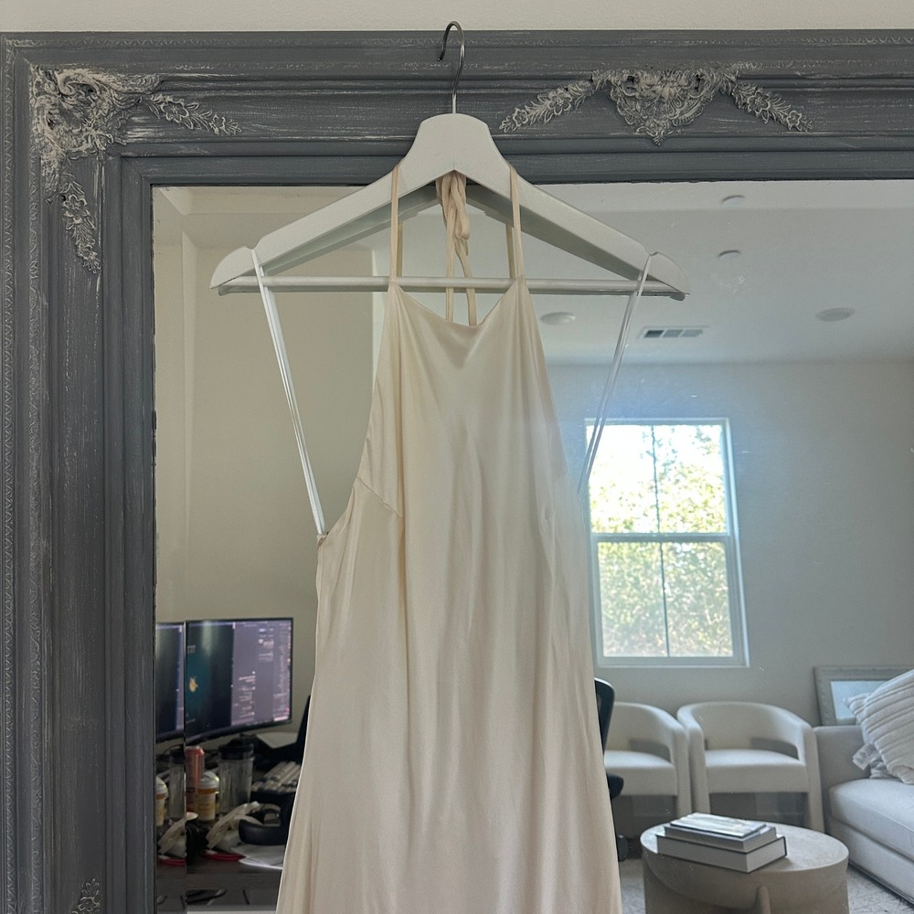 NEW Reformation Jeany Silk Dress Halter Neck Backless Maxi Dress Fior Di Latte M - Picture 8 of 12